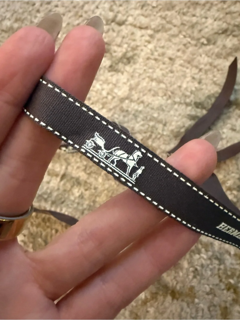 Hermès Paris Brown Logo Gift Ribbon 41” Luxury Craft Display
